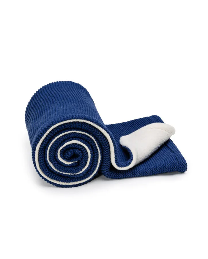 Pletená deka warm dark blue waves