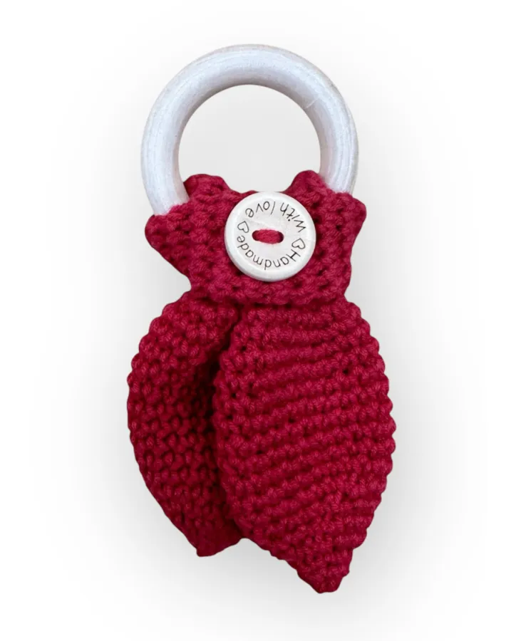 HandMade kousátko s chrastítkem červené