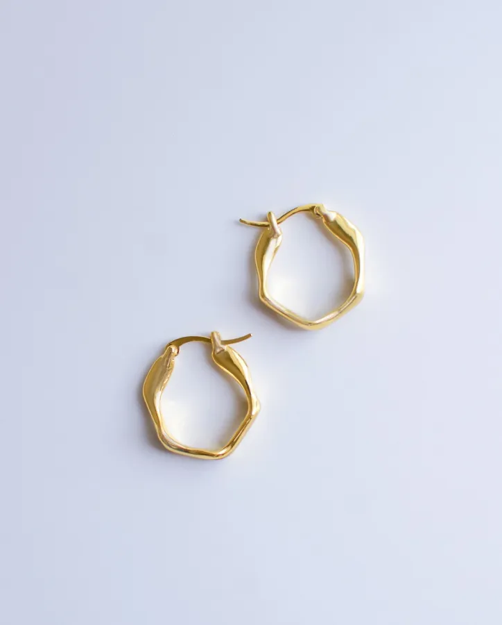 Modern Geometric Gold Hoop - náušnice