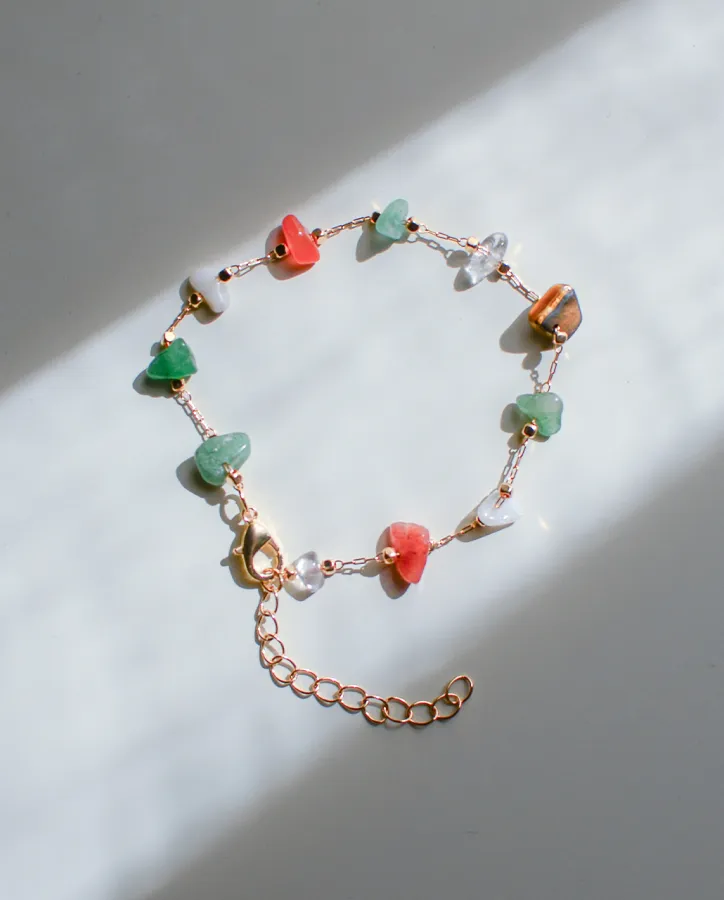 Multicolor Semi-Precious Stone Chip - náramek