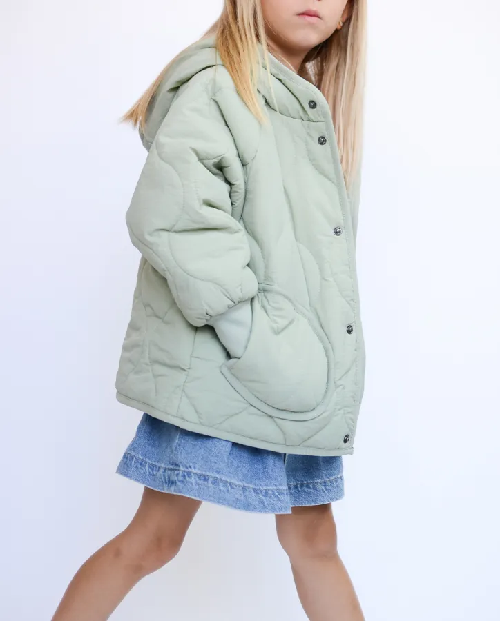 Quilted waterproof jacket green