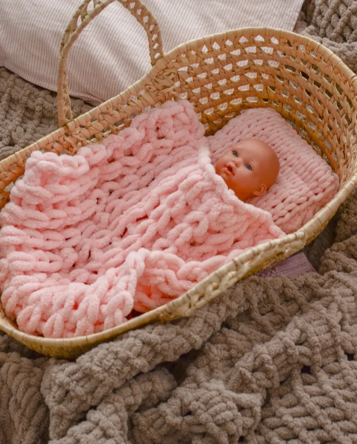 HandMade blanket and pillow for doll pink 33x43, 18x18