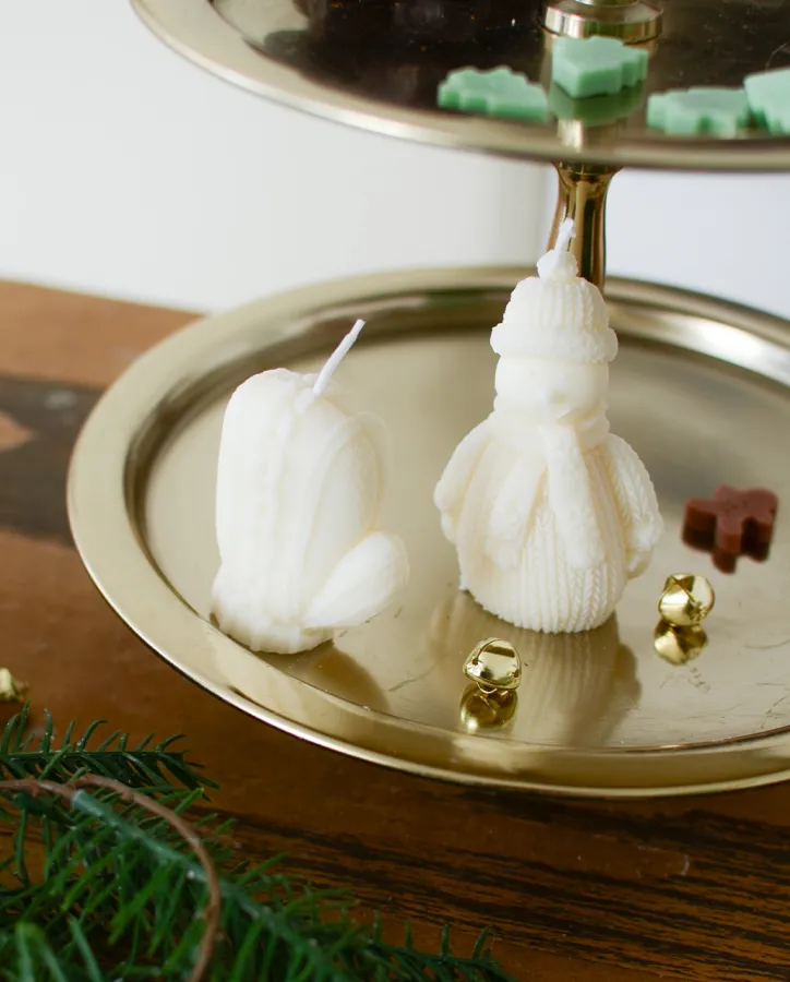 Sójová svíčka vánoční duo - sněhulák a rukavice