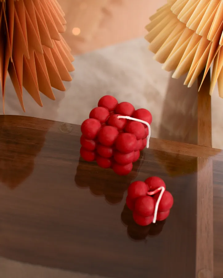 Sójová svíčka bubble červená, 2ks