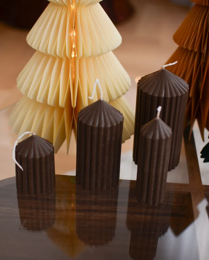 Sójová svíčka válcová hnědá, 4ks