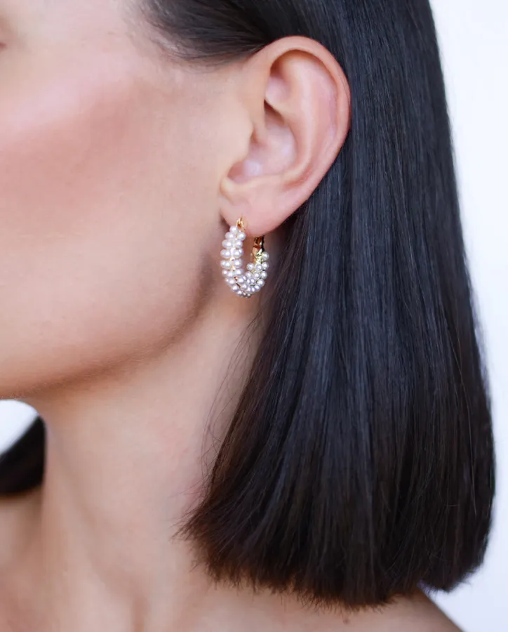 Pearl Crown Hoops - náušnice