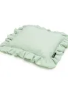 Organic muslin pillow with ruffle mint