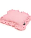 Organic muslin pillow with ruffle pink
