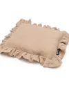Organic muslin pillow with ruffle beige