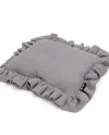 Organic muslin pillow with ruffle grey