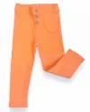 Legíny oranžové kapsička a knoflíčky