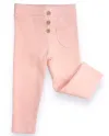 Legíny růžové kapsička a knoflíčky